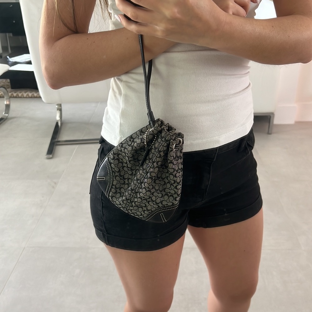 Coach Y2K size Small black and grey bag with strap vintage compact monogram - Picture 7 of 7